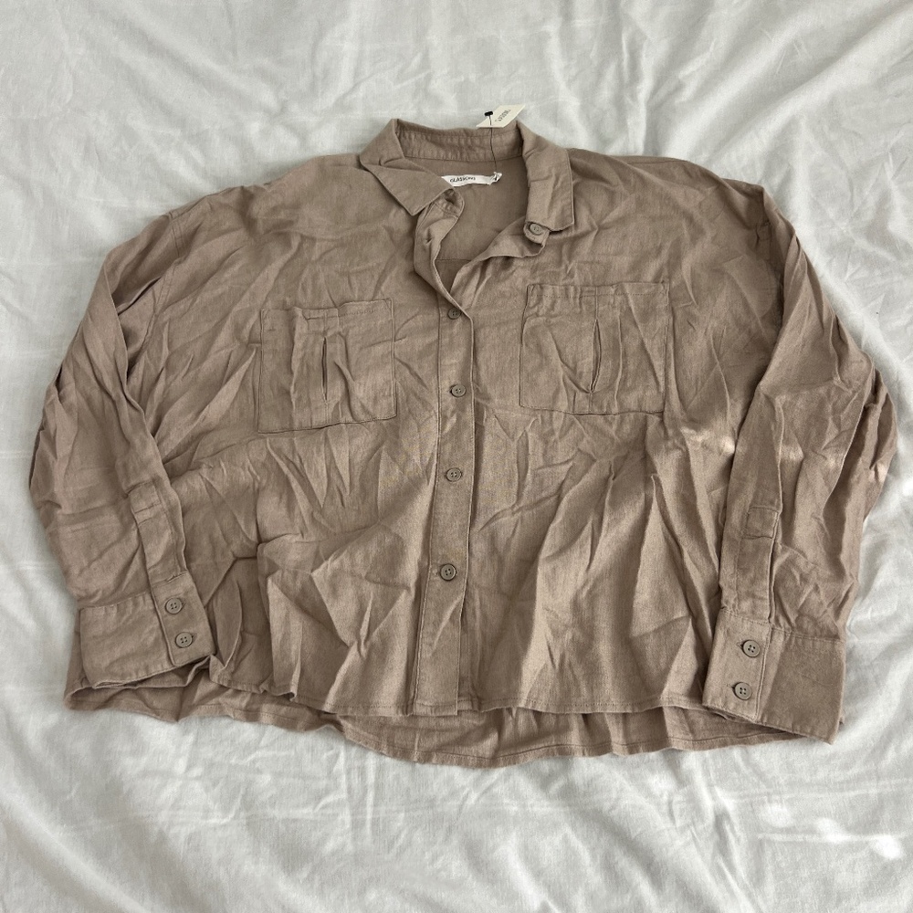 glassons linen blend button down shirt